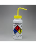 GHS  labeled safety vented sodium hypochlorite wash bottles 500ml polyethylene yellow polypropylene cap