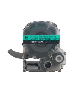 Epson LABELWORKS PX Magnetic 1½" (36mm) X 4.9 Ft Black On Green Tape - 236MTBGPX-4.9