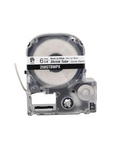 Epson LABELWORKS PX Shrink Tube 1/4" (AWG 6-18) X 96" Black On White Tape - 208STBWPX