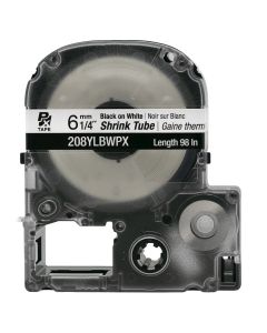 Epson LABELWORKS PX Shrink Tube 1/4" (AWG 6-18) X 98" Black On White Tape - 208YLBWPX
