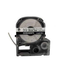Epson LABELWORKS PX Shrink Tube 3/16" (AWG 8-12) X 96" Black On White Tape - 205STBWPX