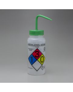 GHS labeled methyl ethyl ketone wash bottles 500ml plolyethylene green polypropylene cap