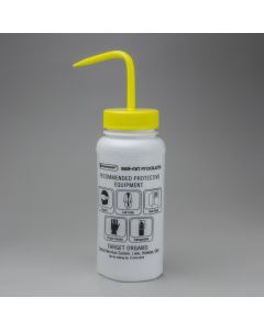 GHS  labeled safety vented sodium hypochlorite wash bottles 500ml polyethylene yellow polypropylene cap