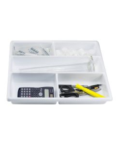 LAB DRAWER 5 COMPARTMENT TRAY; 4 SHORT 1 LONG, 14 X 17½ X 2¼ IN.