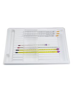 LAB DRAWER COMPARTMENT TRAY FOR THERMOMETERS; 14 RESTS, 3 COMPARTMENTS, 14 X 17½ X 2¼ IN.