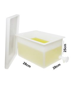 SP BEL-ART HEAVY DUTY POLYETHYLENE RECTANGULAR TANK WITH TOP FLANGES AND FAUCET; 11 X 11 X 10 IN.
