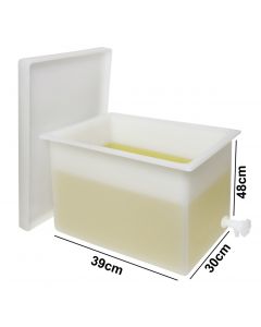 SP BEL-ART HEAVY DUTY POLYETHYLENE RECTANGULAR TANK WITH TOP FLANGES AND FAUCET; 15.25 X 12 X 19 IN.