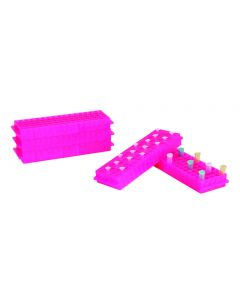 SP BEL-ART REVERSIBLE PCR AND MICROCENTRIFUGE TUBE RACK; FOR 0.2ML OR 1.5-2.0ML TUBES, 80 PLACES, FLUORESCENT PINK (PACK OF 5)
