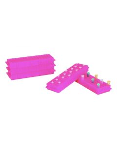 SP BEL-ART REVERSIBLE PCR AND MICROCENTRIFUGE TUBE RACK; FOR 0.2ML OR 1.5-2.0ML TUBES, 80 PLACES, PINK (PACK OF 5)