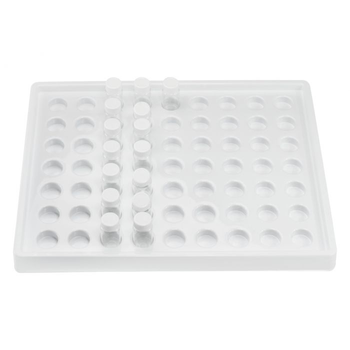 LAB DRAWER COMPARTMENT TRAY FOR SCINTILLATION VIALS; 63 WELLS, 14 X 17½ X  2¼ IN.
